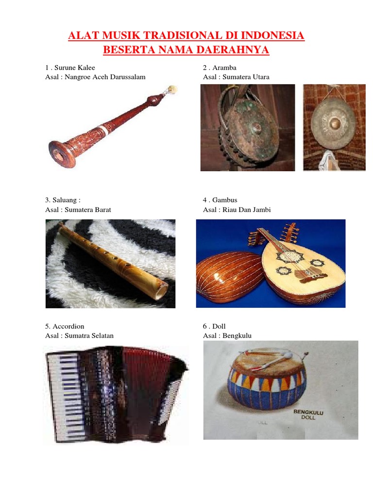 Alat Musik Tradisional Di Indonesia Beserta Nama Daerahnya Pdf