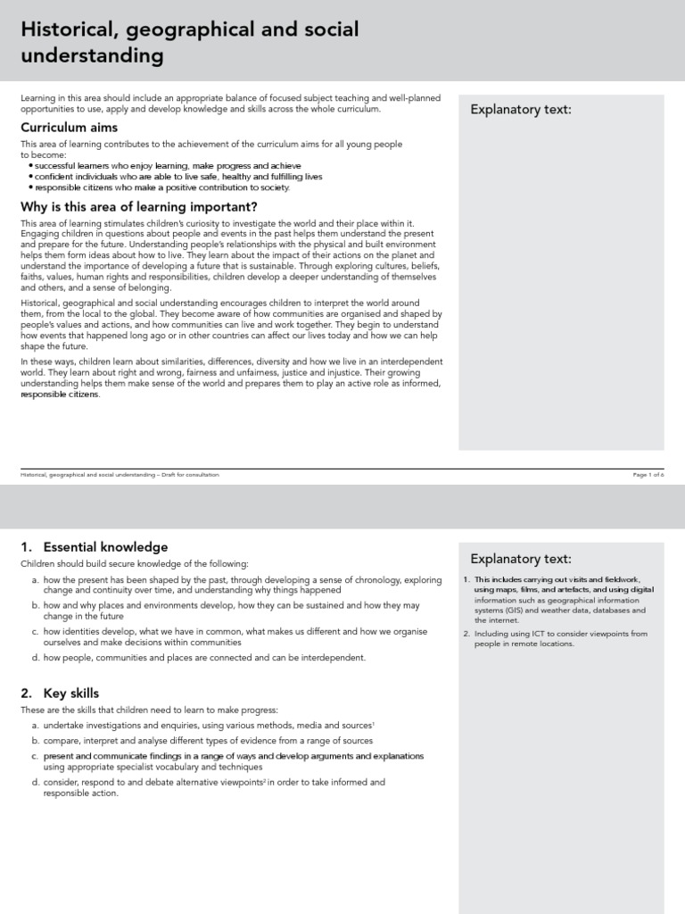 Historical, Geographical and Social Understanding Curriculum Aims