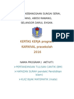 Kertas Kerja Karnival Prasekolah SKSS 2016