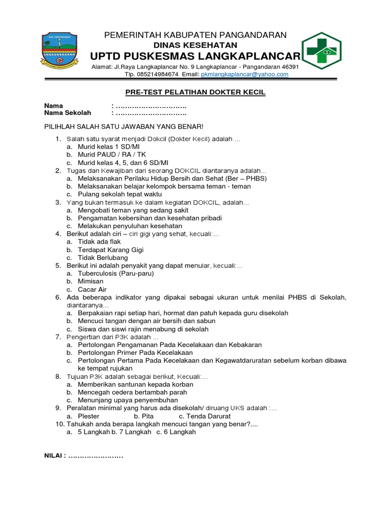 Post Dan Pre Download Soal Post Tes dan Pre Test Diklat