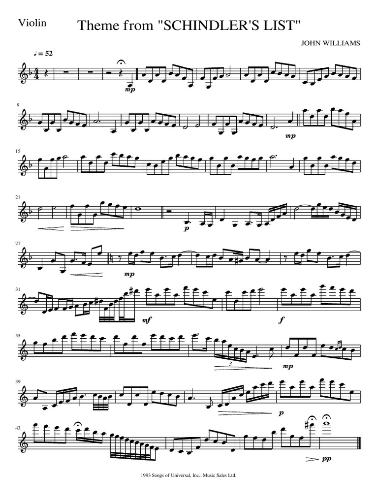 Theme from schindlers list download free pdf leisure
