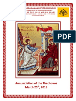 Annunciation of The Theotokos March 25, 2018: St. Nicholas Albanian Orthodox Church