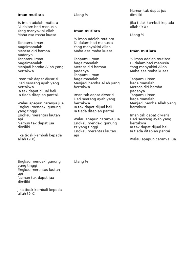 Lirik Iman Mutiara Pdf