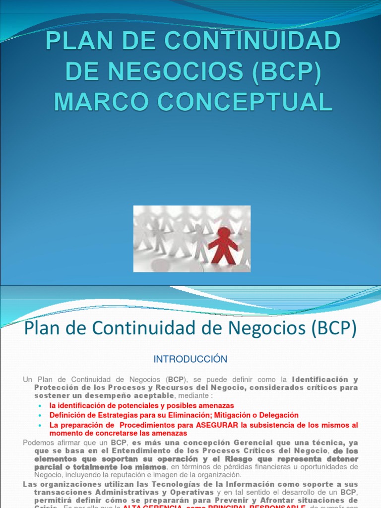 Plan de Continuidad de Negocio (BCP) Marco Conceptual | PDF ...