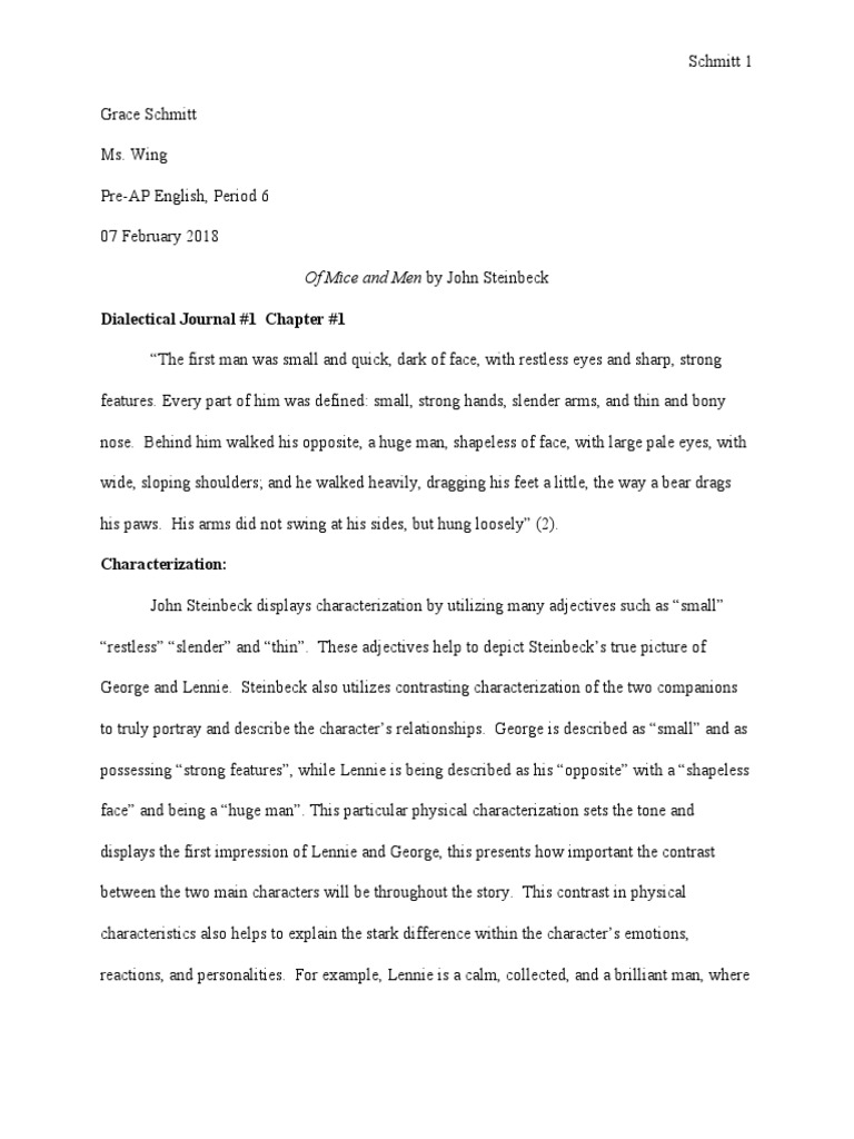 Of Mice and Men Dialect Journals | PDF | John Steinbeck