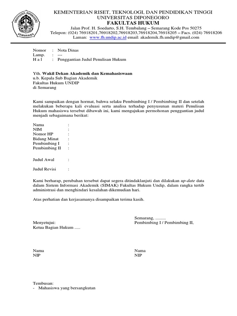 Form Penggantian Judul Skripsi