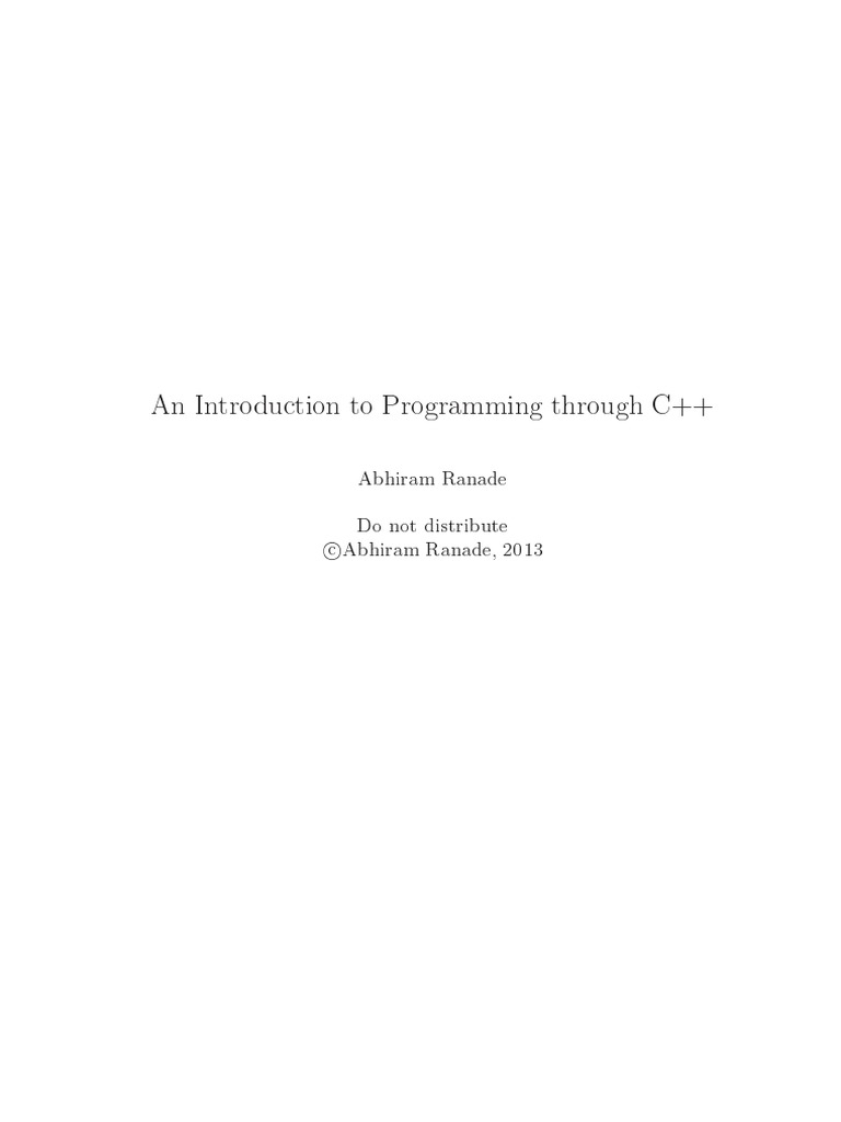 Introduction To Programming in C++ by Abhiram Ranade | PDF | Software ...