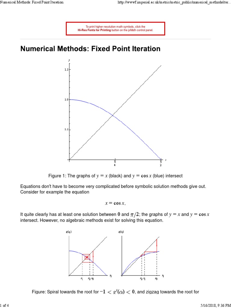 Numerical Methods Fixed Point Iteration Pdf Numerical Analysis