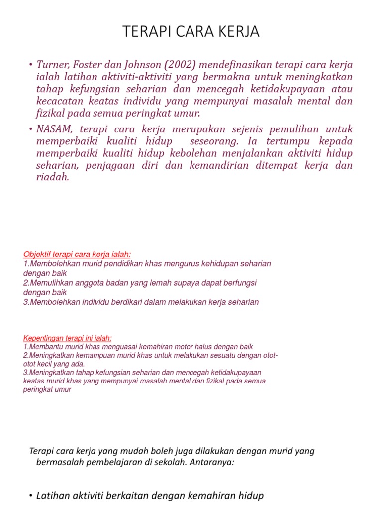 Terapi Cara Kerja | PDF