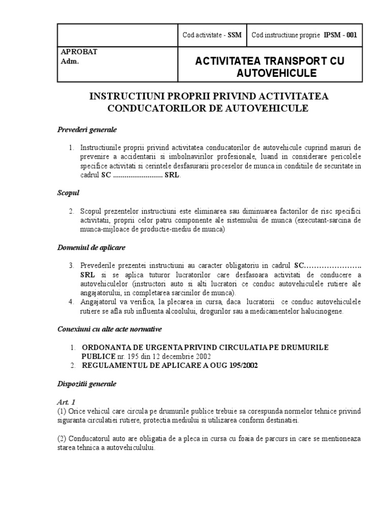 Instructiuni Auto