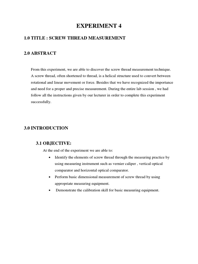 Screw Thread Measurement Techniques | PDF | Science & Mathematics ...