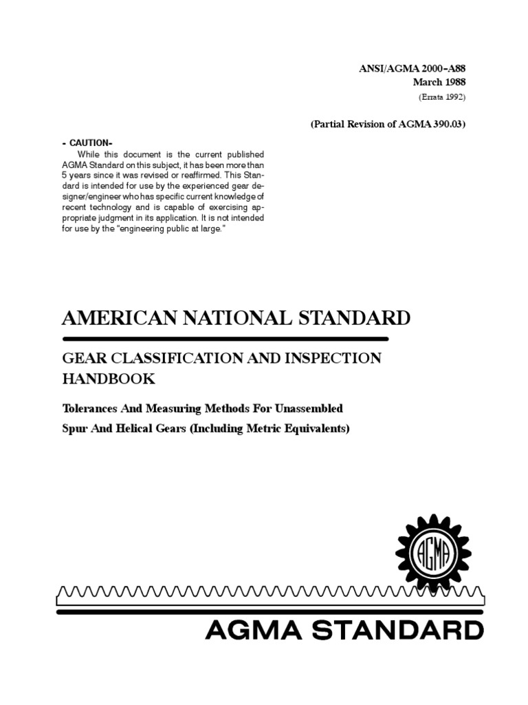 Agma 2000 A88 PDF PDF Gear Mechanical Engineering