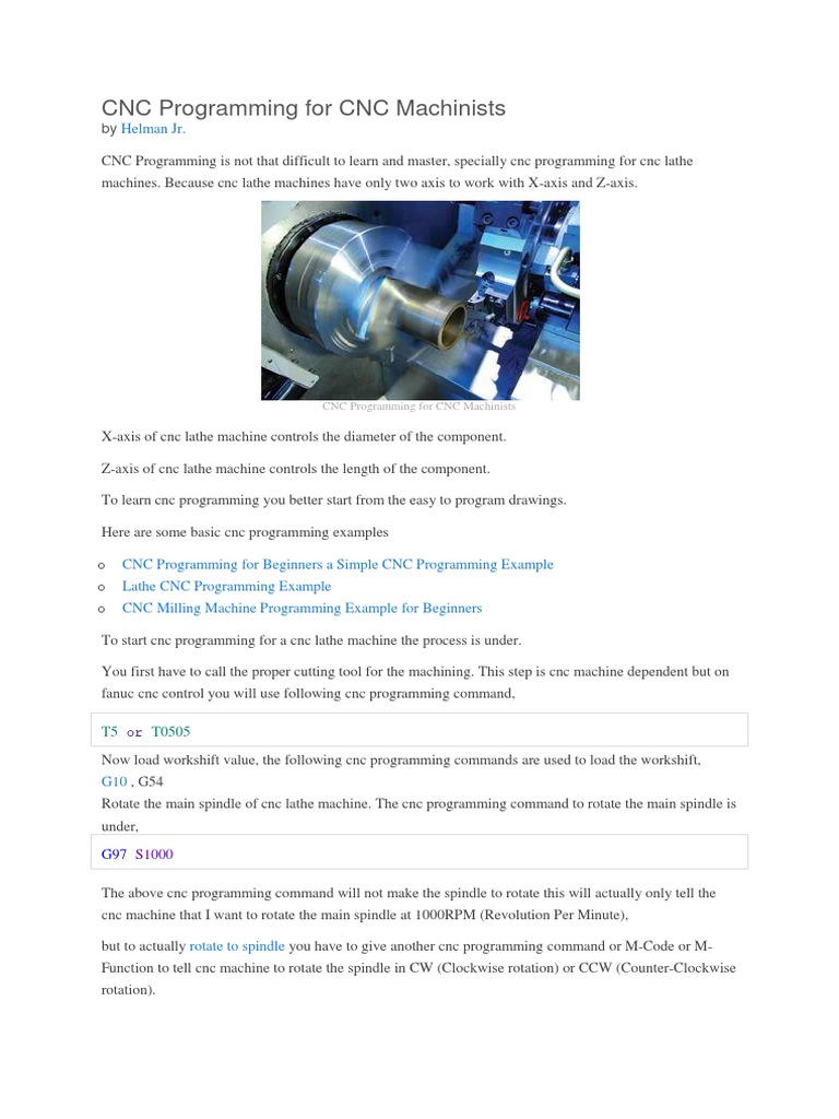 CNC Programming For CNC Machinists | PDF | Numerical Control ...