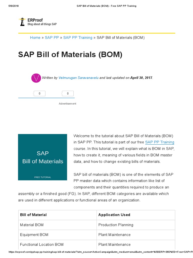 1.2.SAP Bill of Materials (BOM) - Free SAP PP Training | PDF | Scrap ...