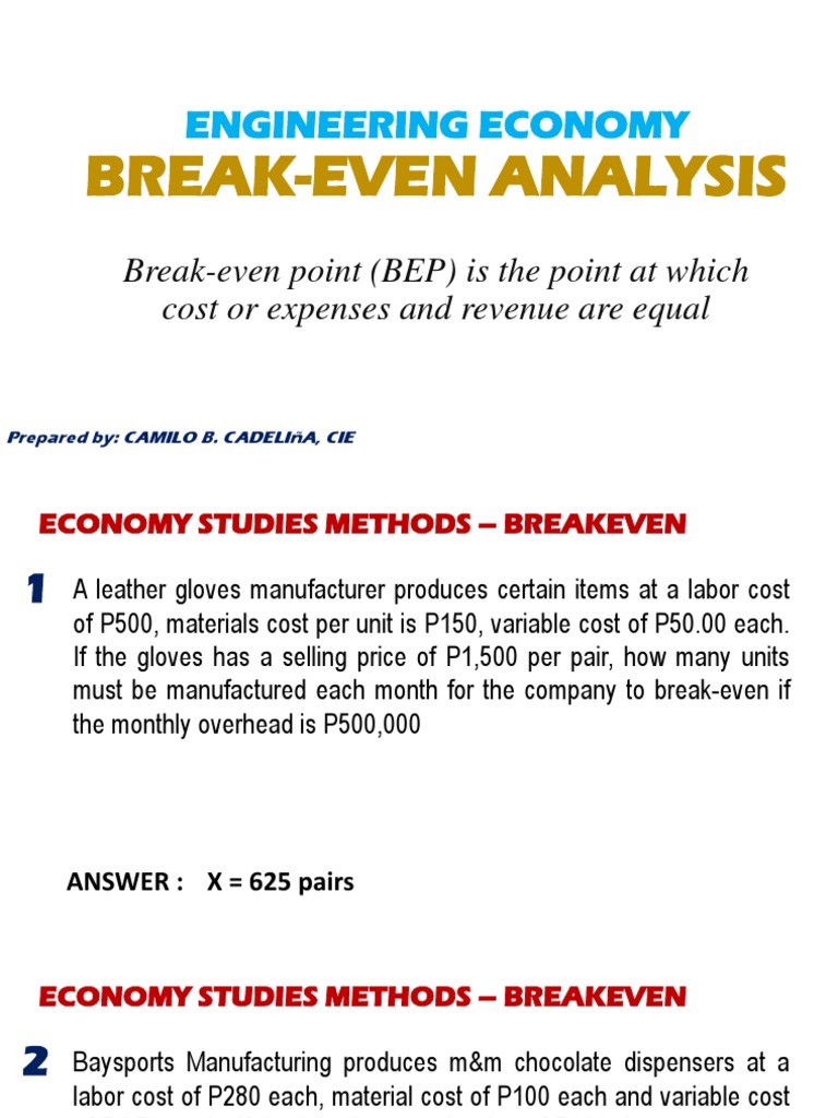 Break-Even Analysis in Engineering Economics | PDF | Market (Economics ...