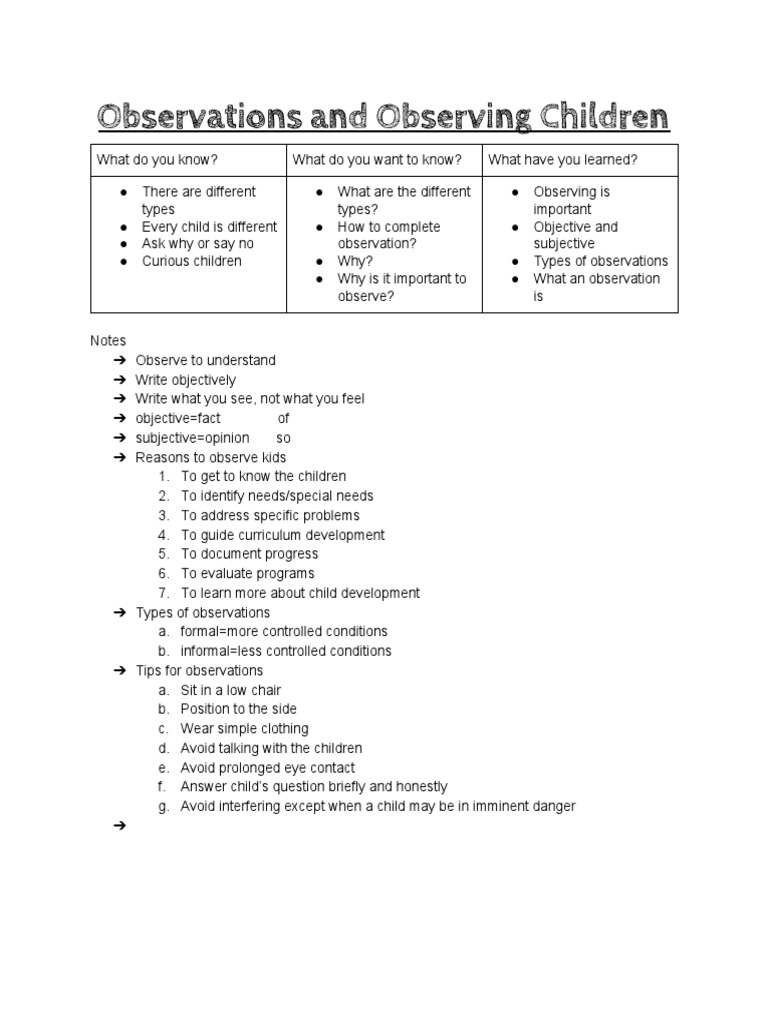 Effective Child Observation Techniques | PDF