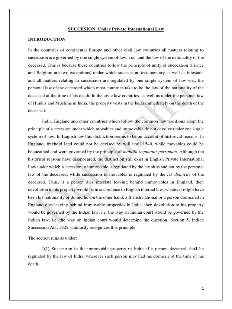 Succession Under Private International Law Will And Testament Probate