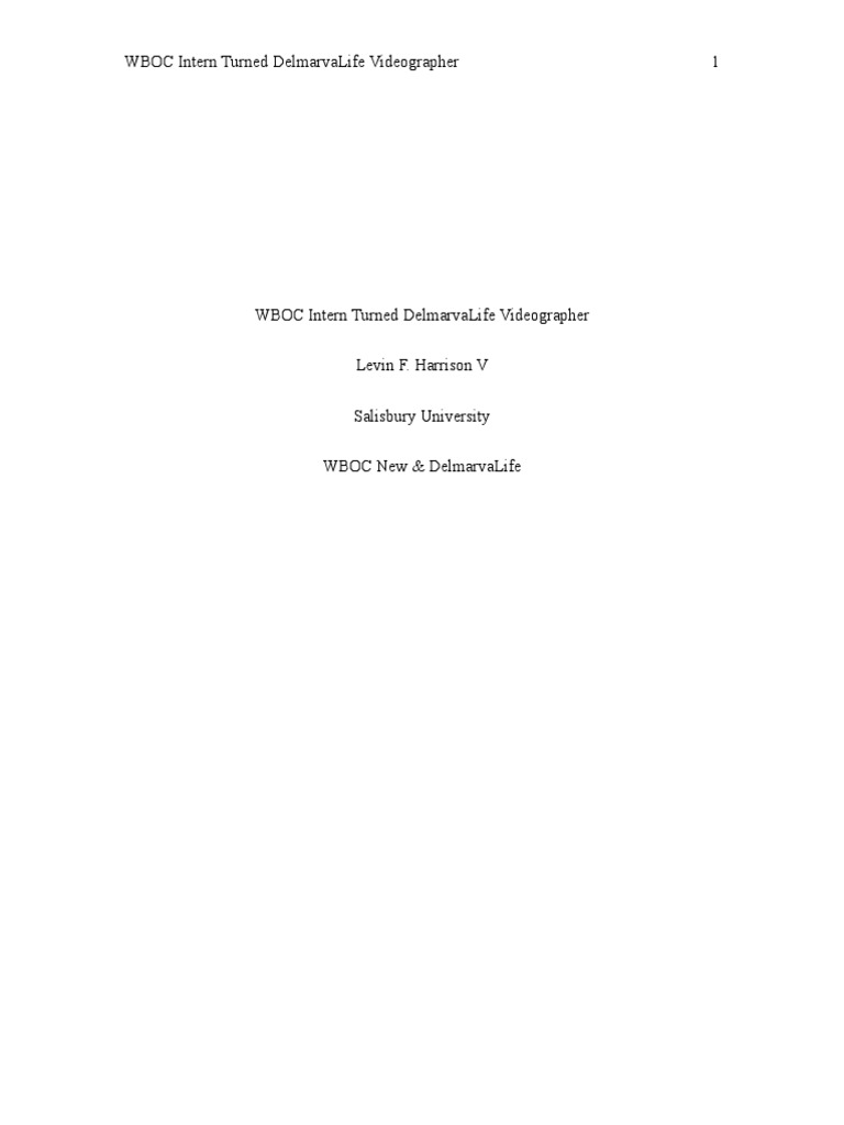 WBOC Intern Turned DelmarvaLife Videographer PDF Internship Job