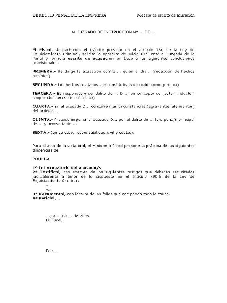 Modelo Escrito Acusacion | PDF