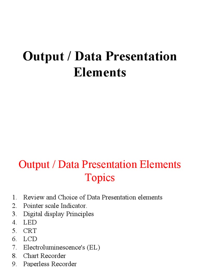 Data Presentation Elements Overview | PDF | Light Emitting Diode | Resistor
