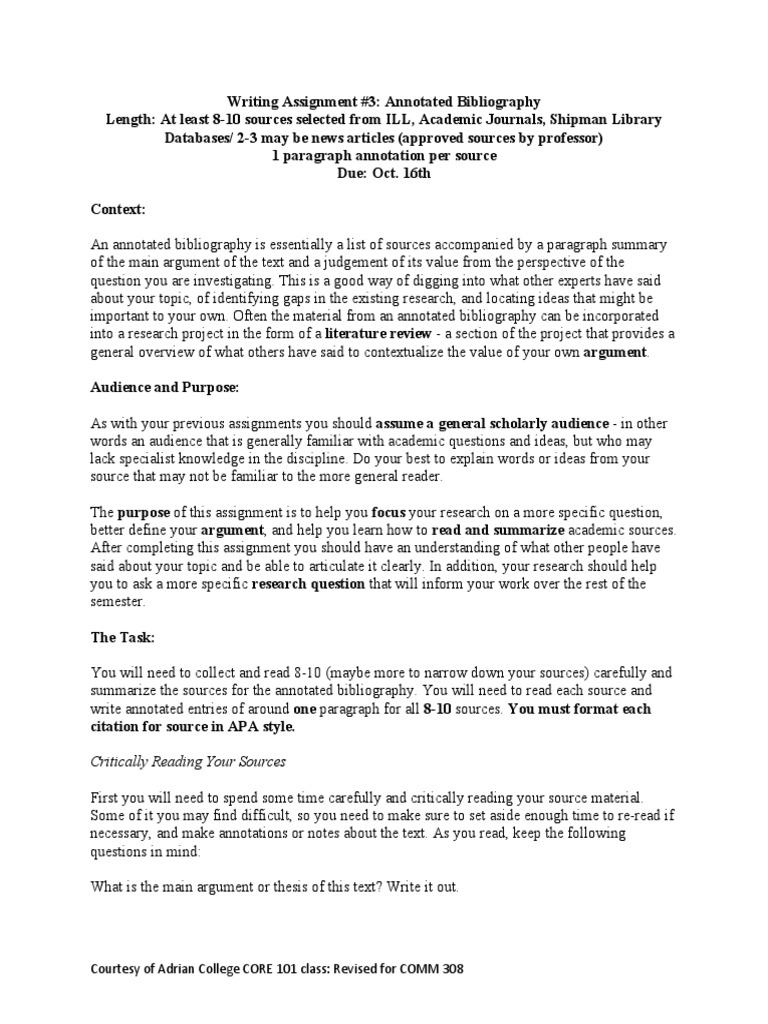 Annotated bibliography rubric apa picture