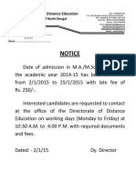 Notice: Directorate of Distance Education