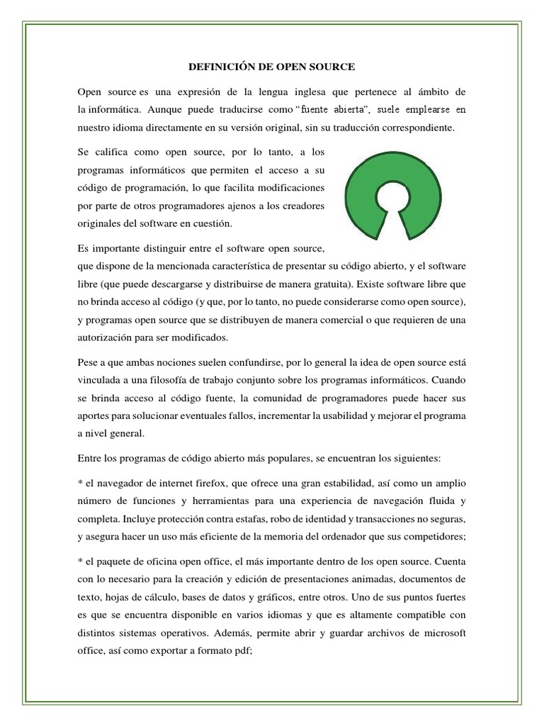 Definición de Open Source | PDF | Software libre | Software