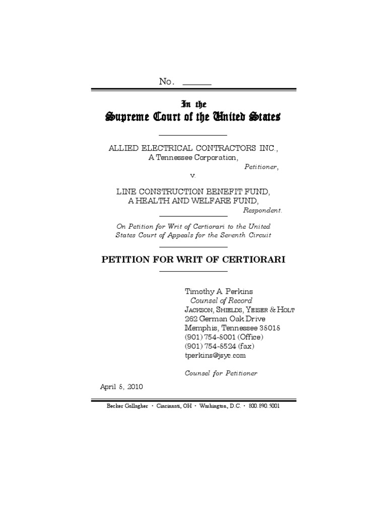 ERISA Case: Allied Electrical v. LINECO | PDF | Fiduciary | Standing (Law)