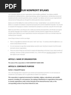 Sample Bylaws Nonprofitally