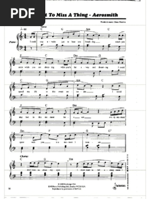 Sheet Music Piano Aerosmith I Dont Want To Miss A Thing Pdf