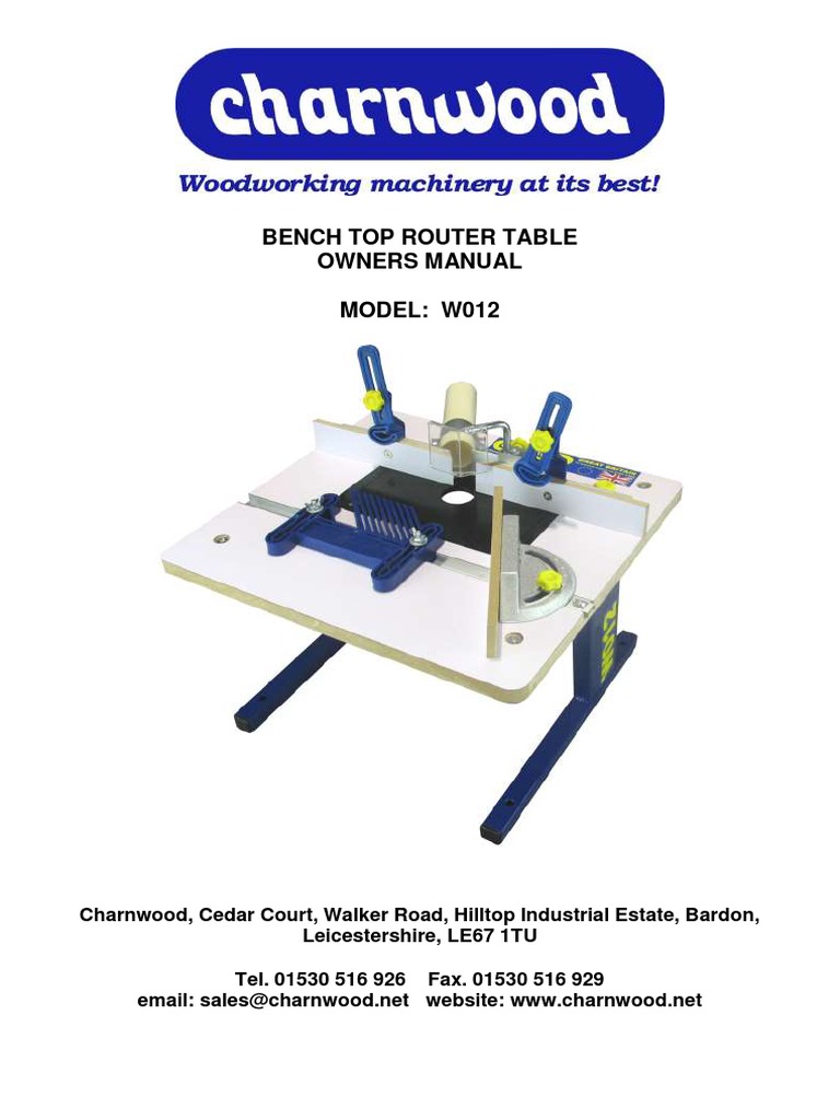 W012 Router Table Owner's Manual | PDF | Drill | Screw