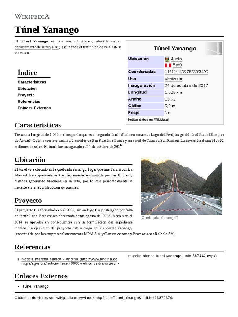 Túnel Yanango | PDF | Perú | Transporte