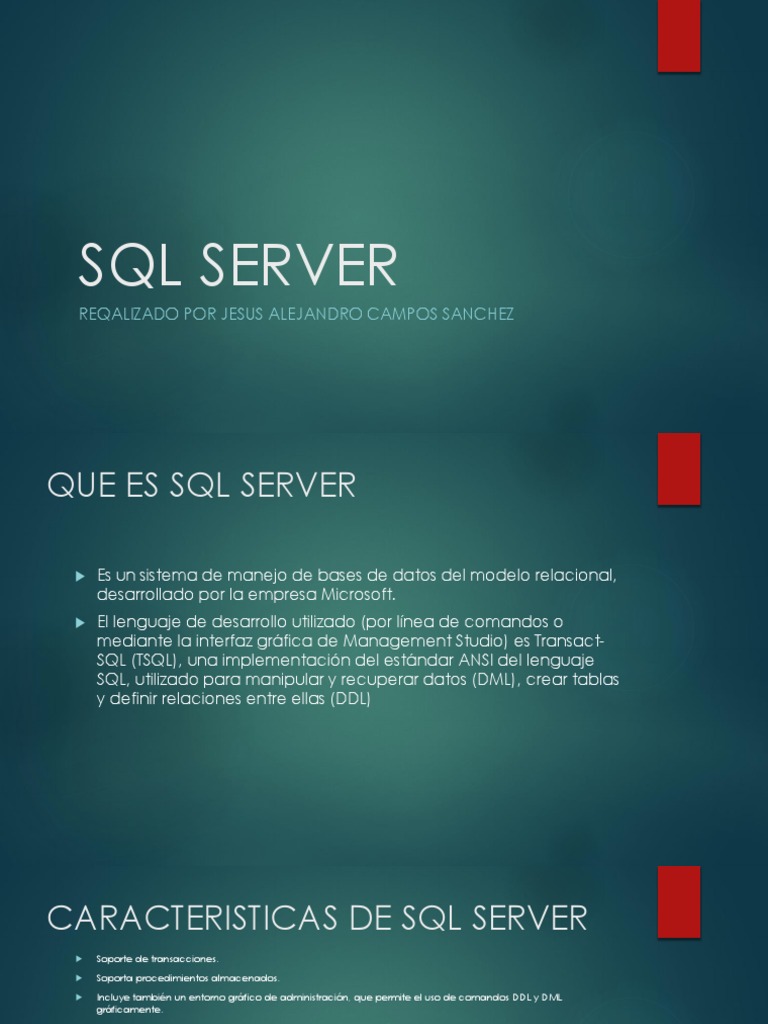 Características de Microsoft SQL Server | PDF | Servidor SQL de ...