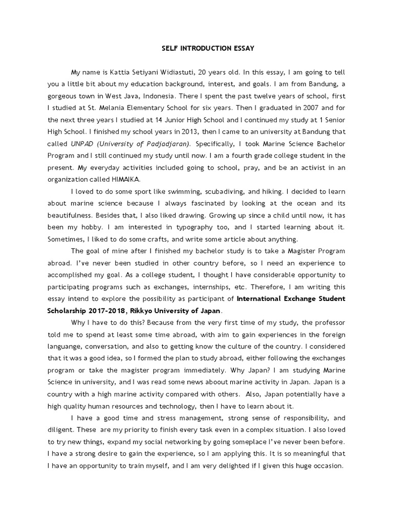 essay about myself for secondary school