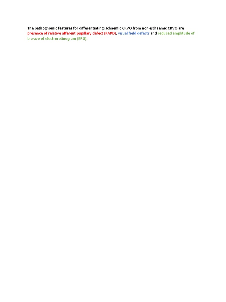 Presence of Relative Afferent Pupillary Defect (RAPD) : Reduced ...