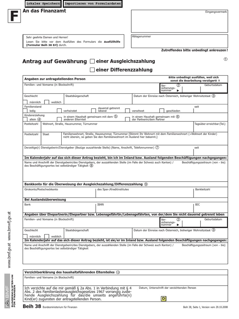 Antrag Auf Gewahrung Einer Ausgleichszahlung Bzw Differenzzahlung