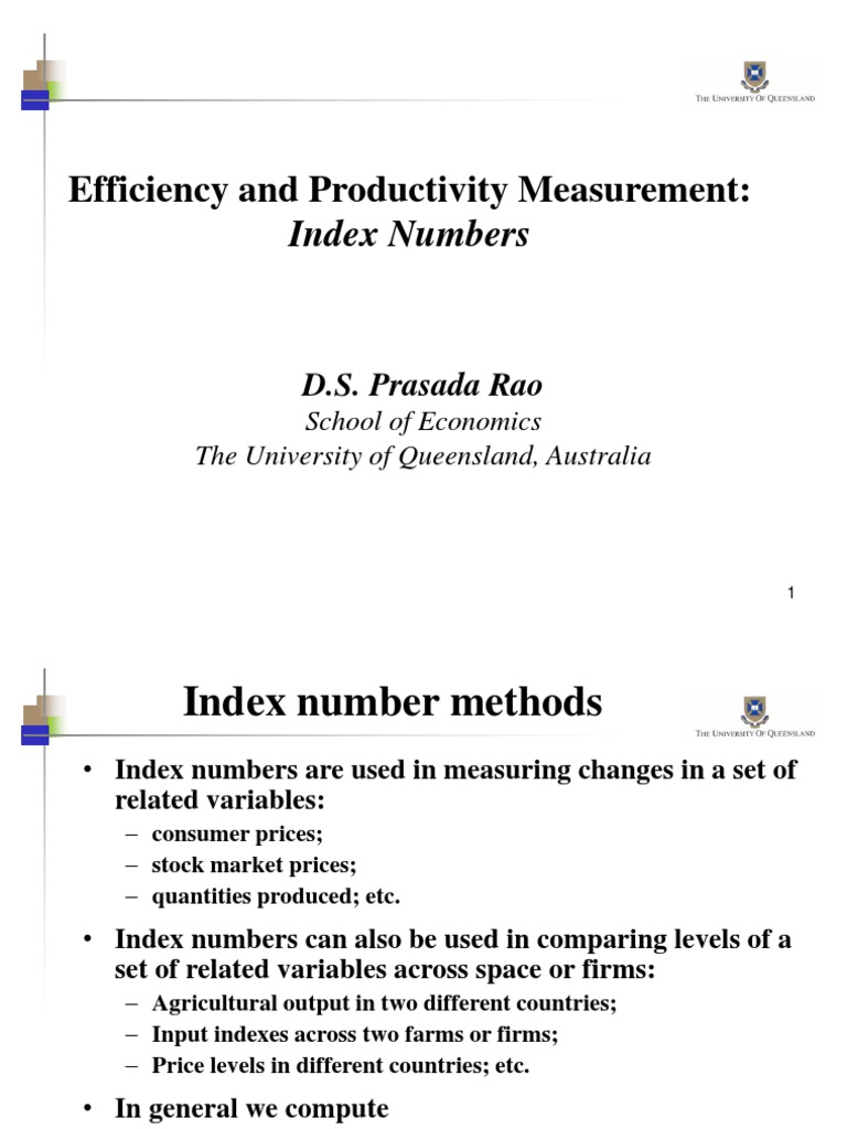 Efficiency and Productivity Measurement:: Index Numbers | PDF | Price ...