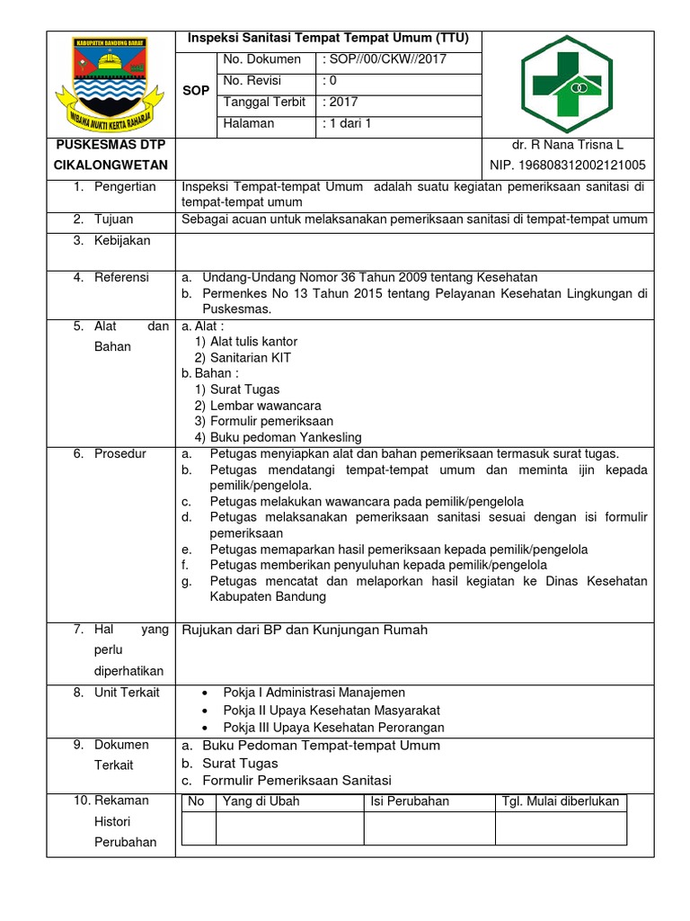 Form Inspeksi Sanitasi Tempat Tempat Umum Pdf Sebuah Tempat