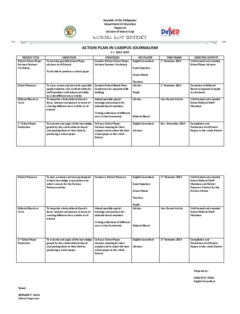 Action Plan JOURNALISM PDF News Journalism