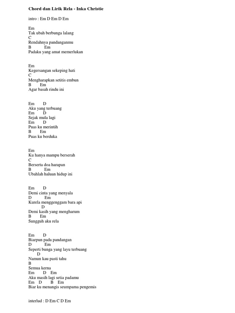 Chord Dan Lirik Rela Pdf