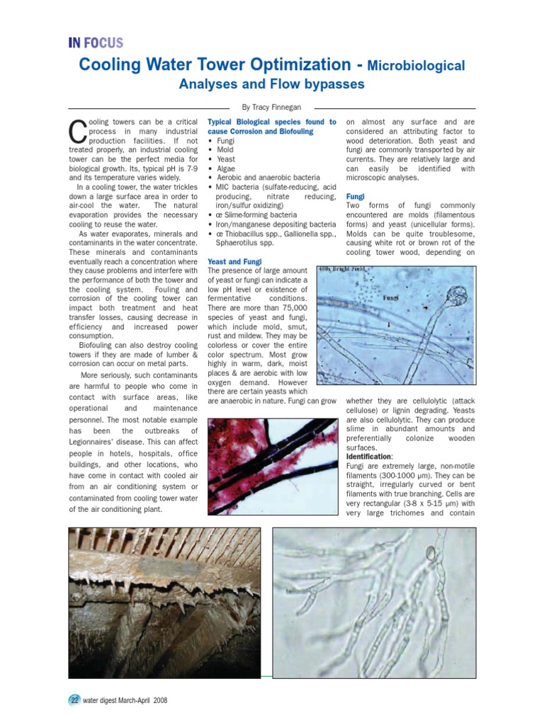 Cooling Water Tower Optimization Microbiological Analyses and Flow
