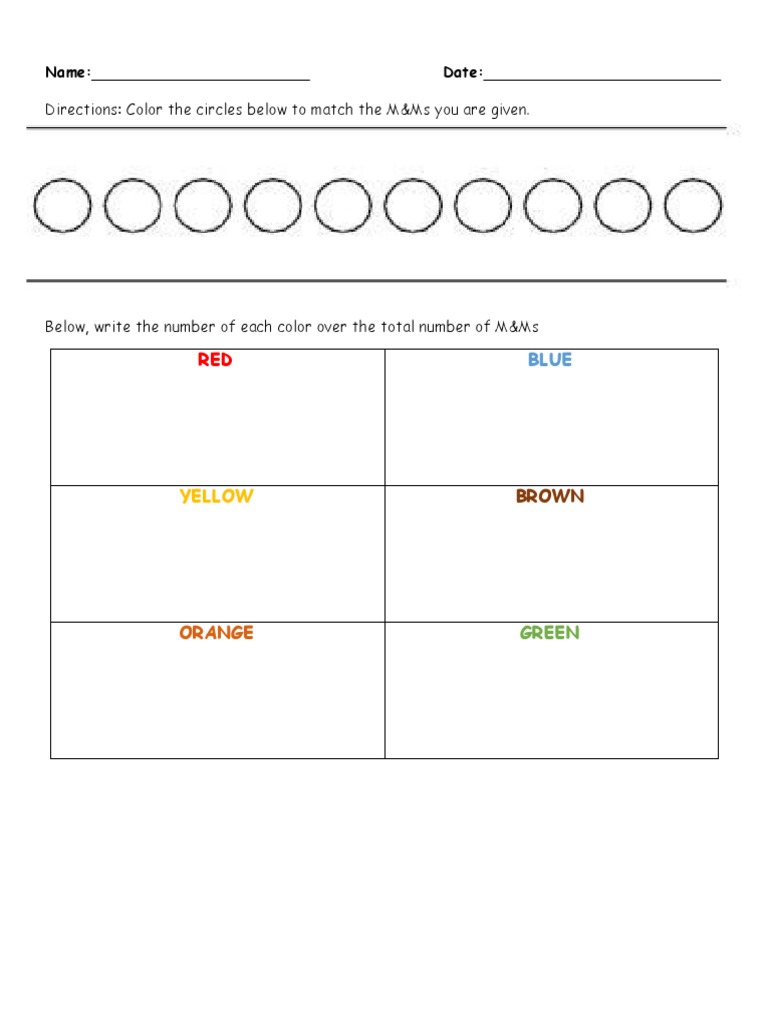 New M&M Color Chart Activity | PDF | Vision | Color
