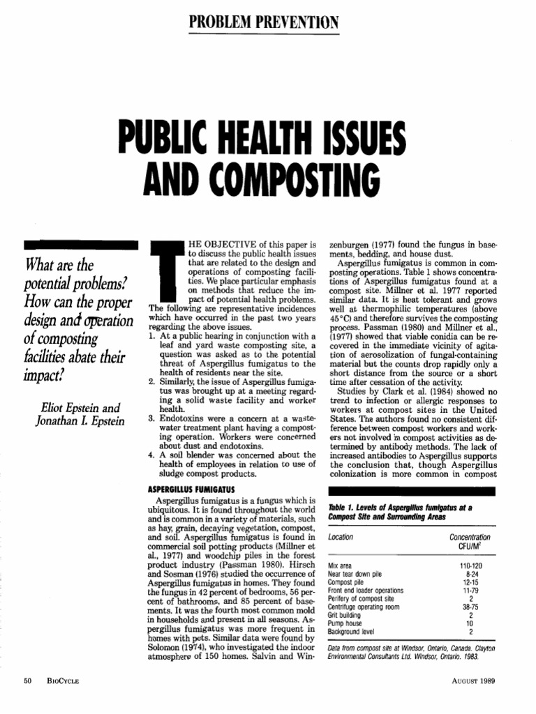 Public Health Risks in Composting | PDF | Aspergillus | Compost