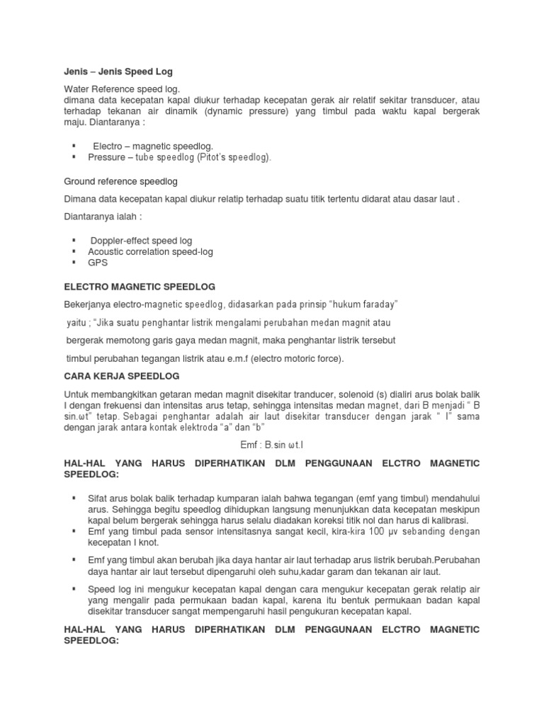 Jenis-Jenis Speed Log Kapal | PDF | Science & Mathematics