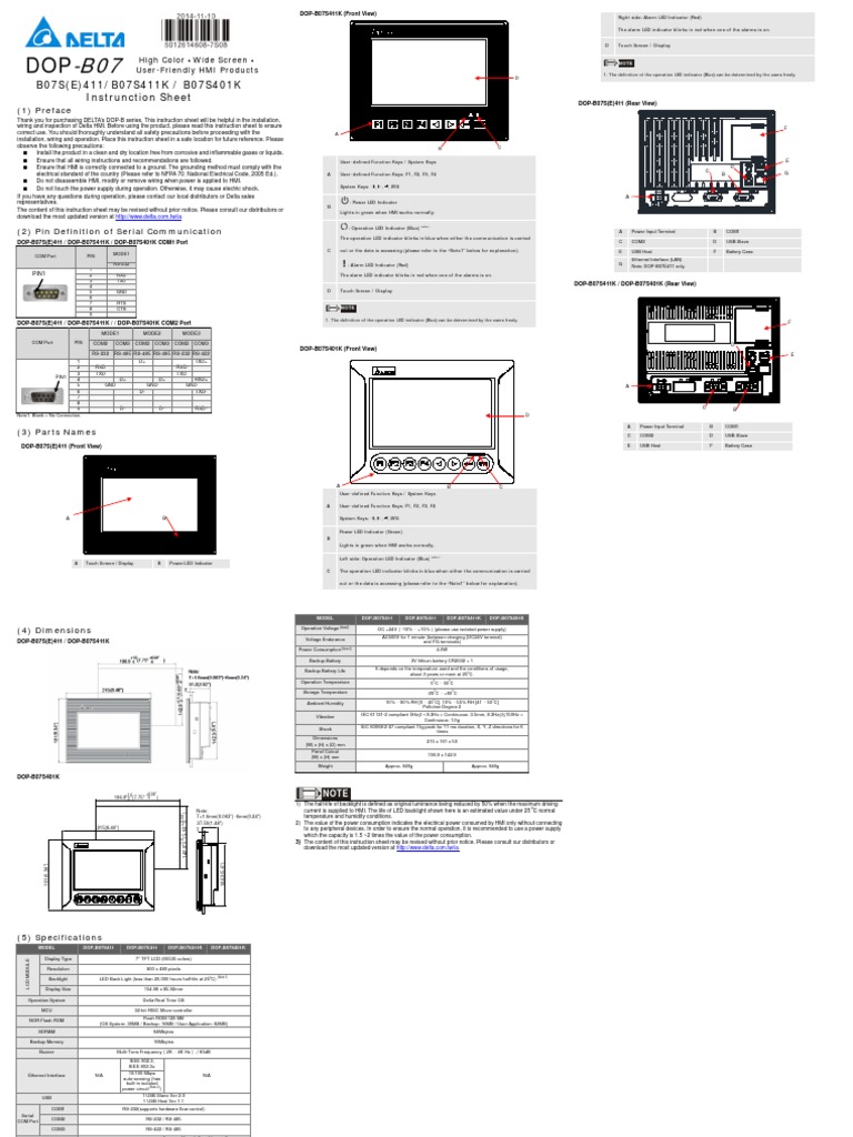 Instruction Sheet Dop B07e411 Pdf Backlight Electronic Engineering