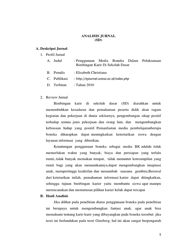 Analisis Jurnal Bk Di Tk Sd Dan Sltp Pdf