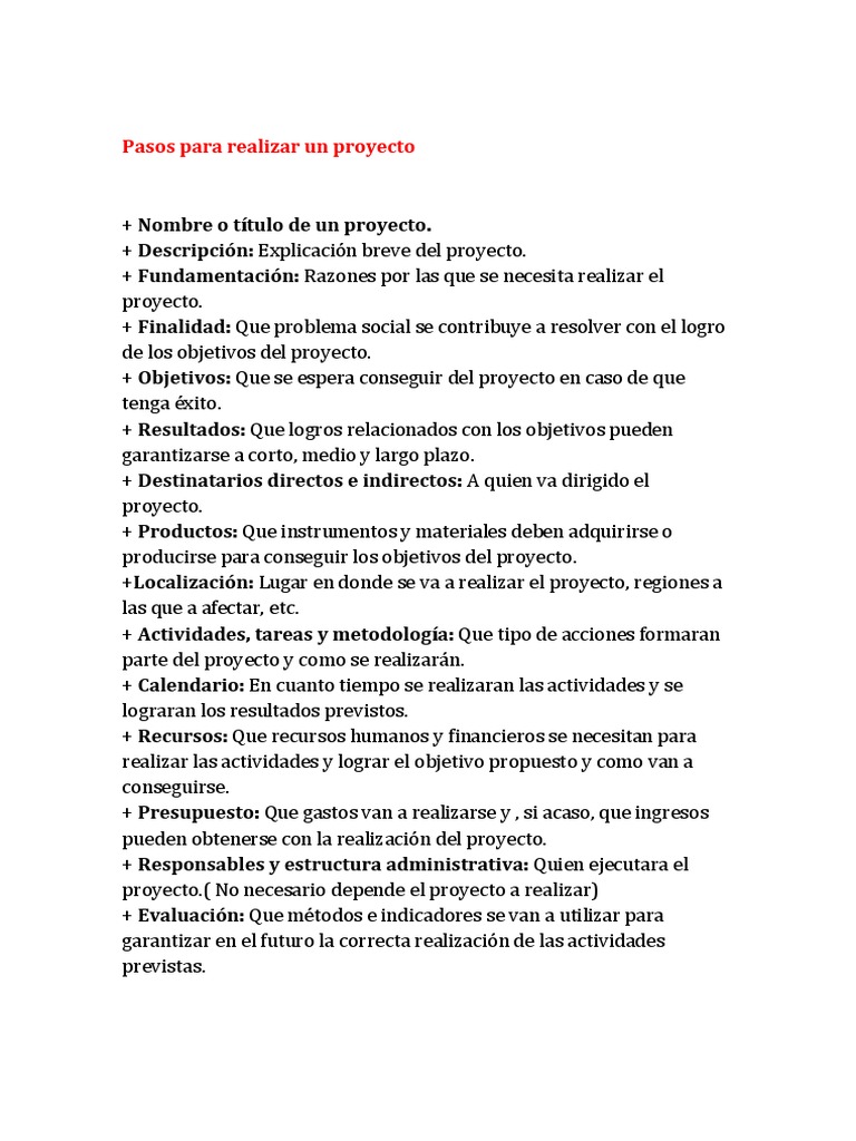 Pasos para Realizar Un Proyecto | PDF