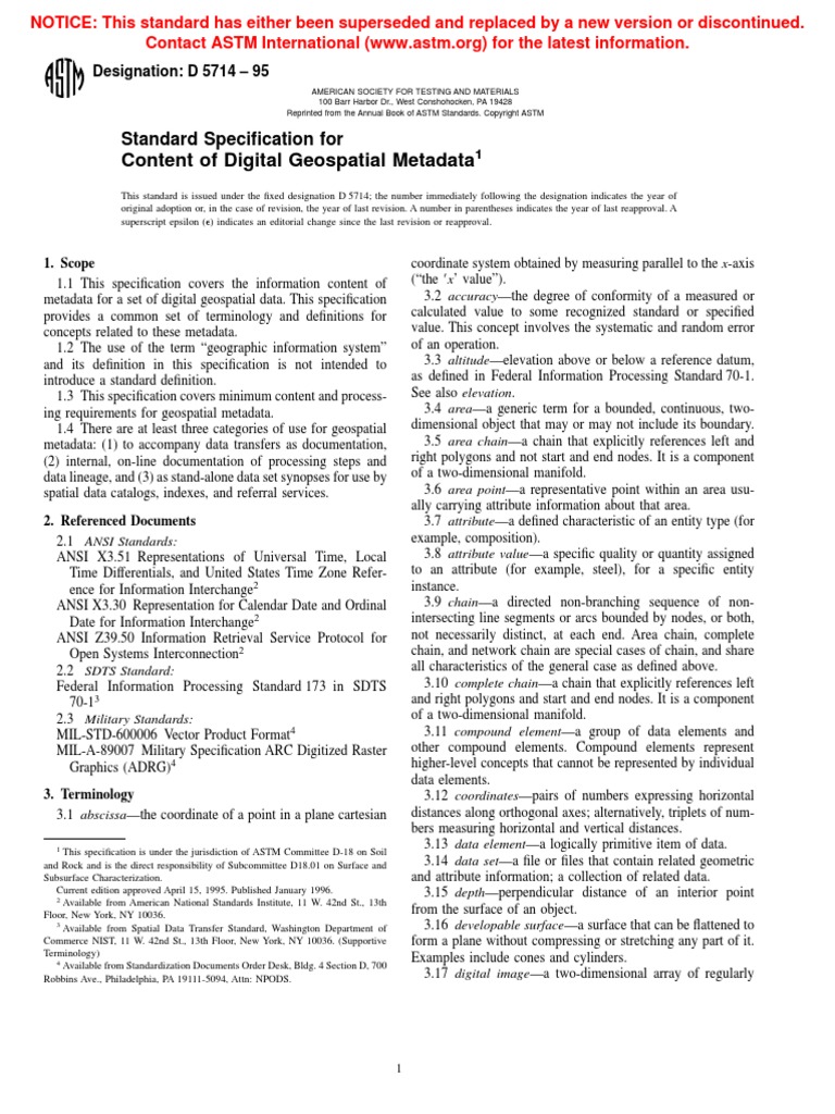 Digital Geospatial Metadata Standards | PDF
