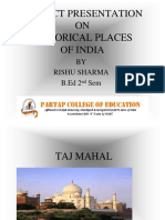 Project Presentation ON Historical Places of India: BY Rishu Sharma B.Ed 2 Sem