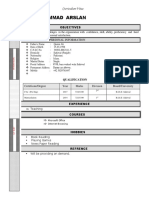 Muhammad Arslan: Curriculum Vitae